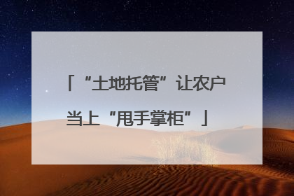 “土地托管”让农户当上“甩手掌柜”
