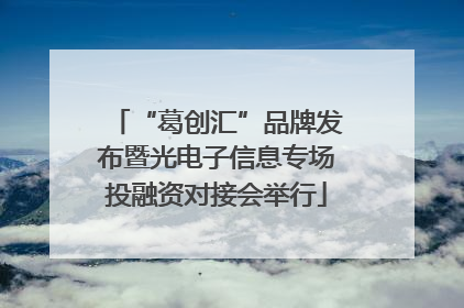 “葛创汇”品牌发布暨光电子信息专场投融资对接会举行