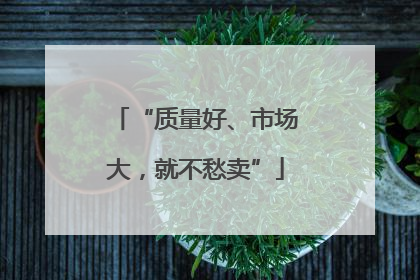“质量好、市场大，就不愁卖”