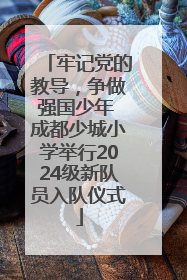 牢记党的教导，争做强国少年 成都少城小学举行2024级新队员入队仪式
