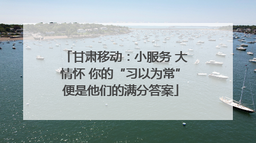 甘肃移动：小服务 大情怀 你的“习以为常”便是他们的满分答案