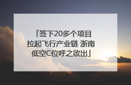 签下20多个项目 拉起飞行产业链 浙南低空C位呼之欲出