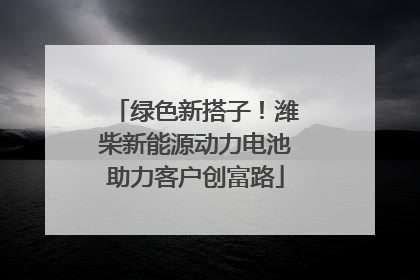 绿色新搭子！潍柴新能源动力电池助力客户创富路