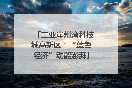 三亚崖州湾科技城高新区：“蓝色经济”动能澎湃