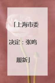 上海市委决定：张鸣履新
