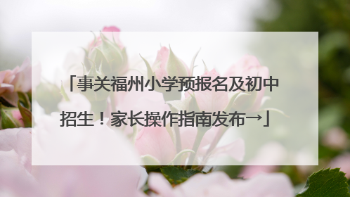 事关福州小学预报名及初中招生！家长操作指南发布→