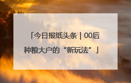 今日报纸头条｜00后种粮大户的“新玩法”