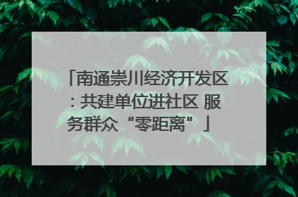 南通崇川经济开发区：共建单位进社区 服务群众“零距离”