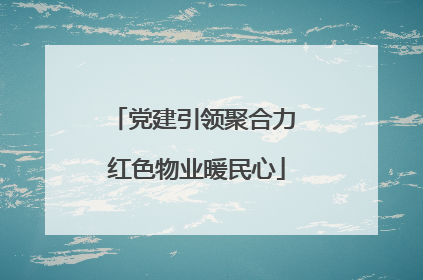 党建引领聚合力 红色物业暖民心