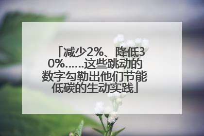 减少2%、降低30%……这些跳动的数字勾勒出他们节能低碳的生动实践
