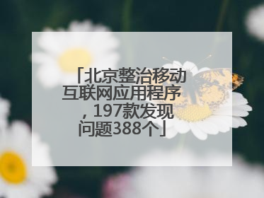 北京整治移动互联网应用程序，197款发现问题388个