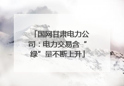国网甘肃电力公司：电力交易含“绿”量不断上升