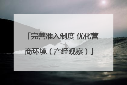完善准入制度 优化营商环境（产经观察）