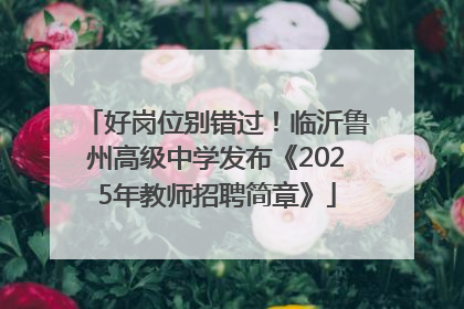 好岗位别错过！临沂鲁州高级中学发布《2025年教师招聘简章》