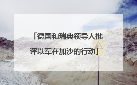 德国和瑞典领导人批评以军在加沙的行动