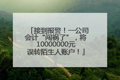 接到报警！一公司会计“闯祸了”，将10000000元误转陌生人账户！