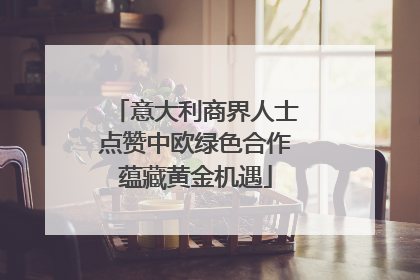 意大利商界人士点赞中欧绿色合作蕴藏黄金机遇