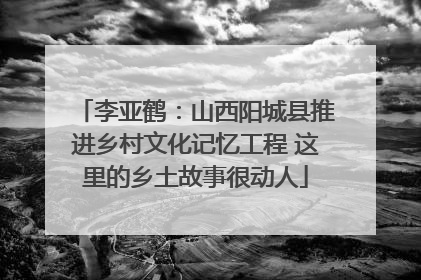 李亚鹤：山西阳城县推进乡村文化记忆工程 这里的乡土故事很动人