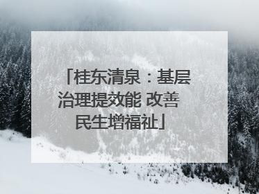 桂东清泉：基层治理提效能 改善民生增福祉