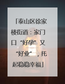 泰山区徐家楼街道：家门口“好孕”又“好业”，托起稳稳幸福