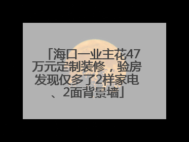 海口一业主花47万元定制装修，验房发现仅多了2样家电、2面背景墙