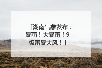 湖南气象发布：暴雨！大暴雨！9级雷暴大风！