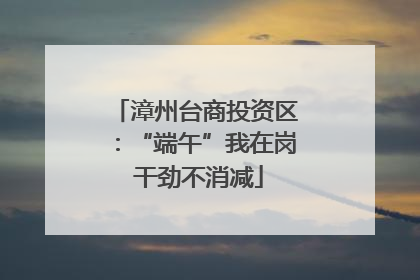 漳州台商投资区：“端午”我在岗 干劲不消减
