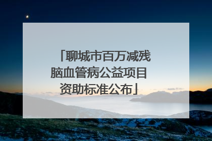 聊城市百万减残脑血管病公益项目资助标准公布