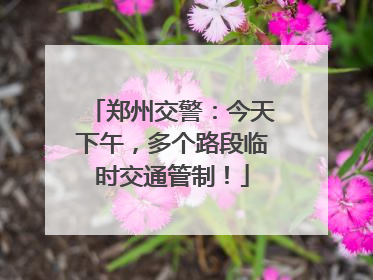 郑州交警：今天下午，多个路段临时交通管制！