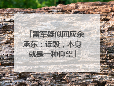 雷军疑似回应余承东：诋毁，本身就是一种仰望