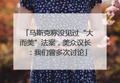 马斯克称没见过“大而美”法案，美众议长：我们曾多次讨论