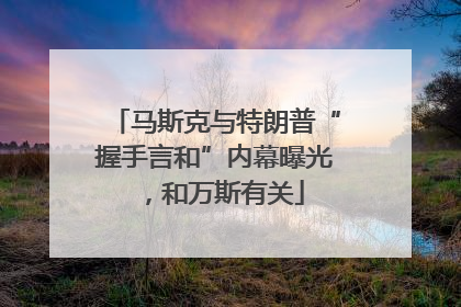 马斯克与特朗普“握手言和”内幕曝光，和万斯有关