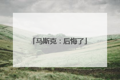 马斯克：后悔了