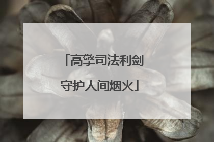 高擎司法利剑 守护人间烟火