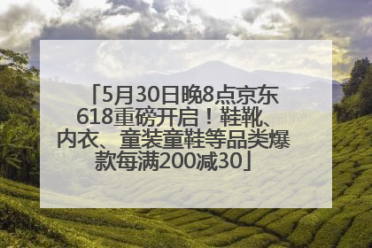5月30日晚8点京东618重磅开启！鞋靴、内衣、童装童鞋等品类爆款每满200减30