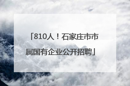 810人！石家庄市市属国有企业公开招聘